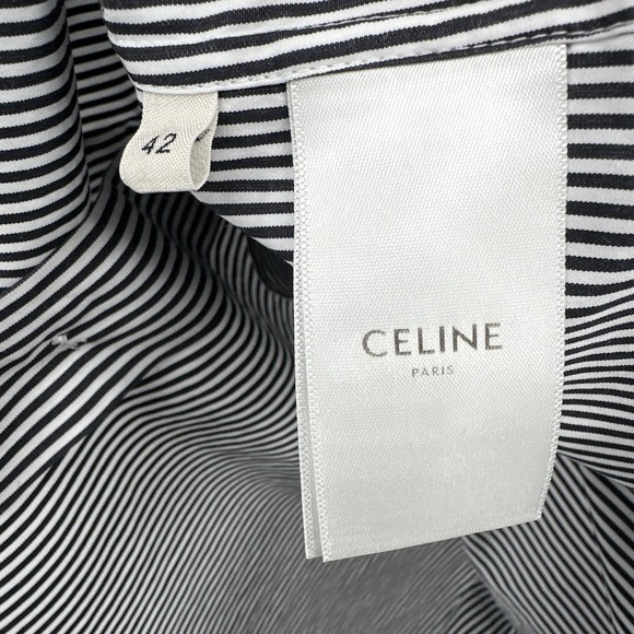 Celine Classic with Frill Collar in Stripped Cotton Black/White Size 42/ US 10 - Picture 6 of 8